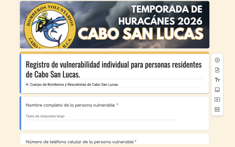Bomberos Cabo San Lucas abre registro de vulnerabilidad